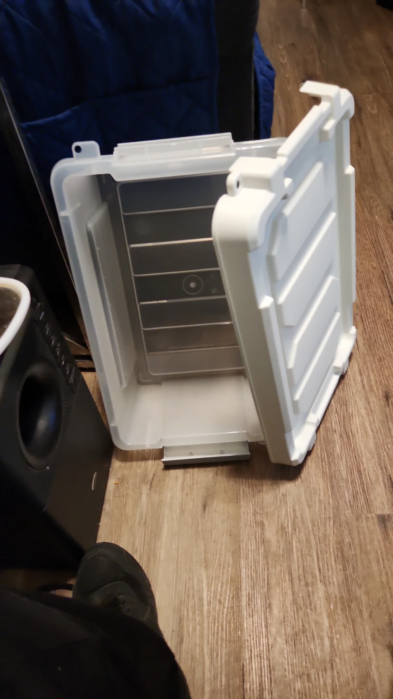 White Plastic Storage Bin with Lid - photo 3