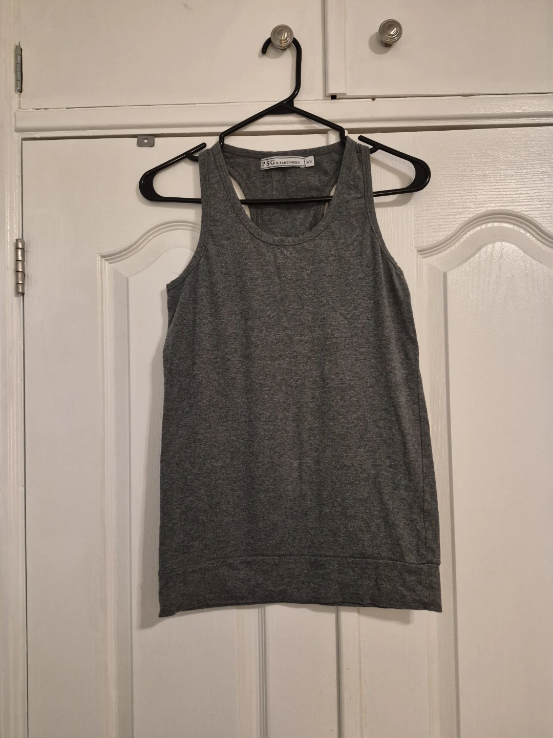 Grey Racerback Cotton Tank Top - Size M