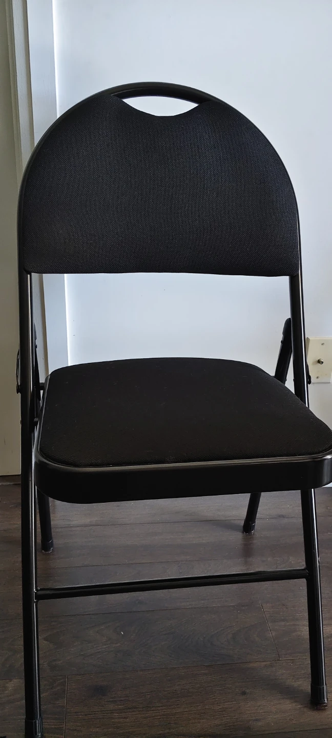 Set of 4 Black Padded Metal Folding Chairs – Good Condition - photo 2