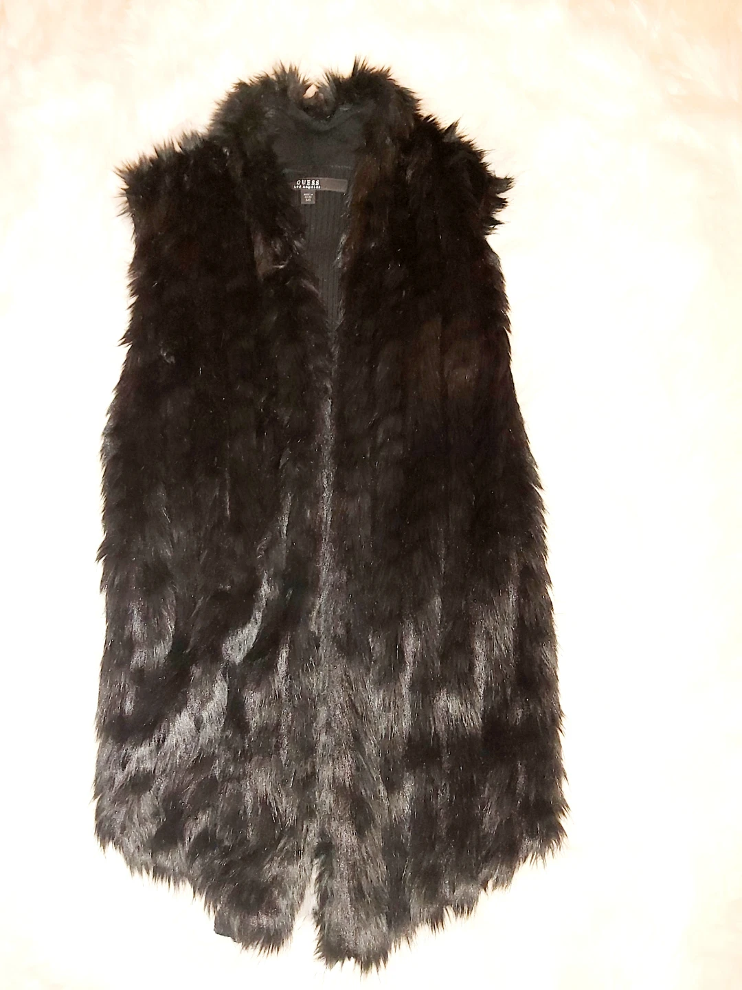 XXS to SMALL GUESS Black Faux Fur Vest