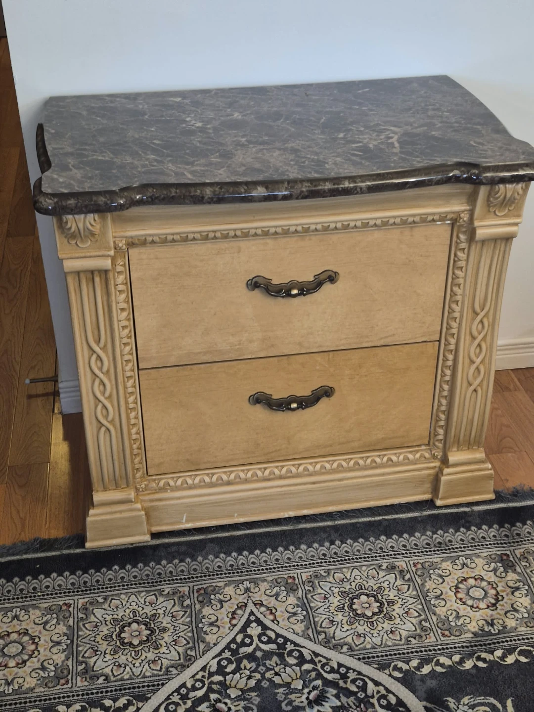 Classic wooden nightstand with two drawers