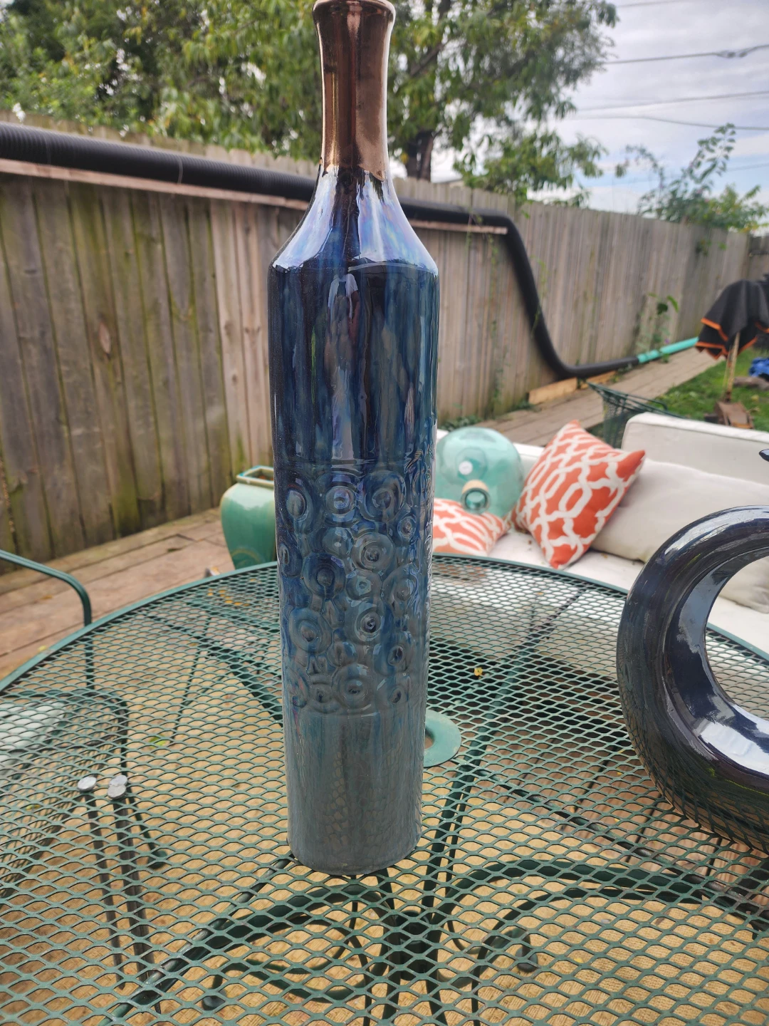 Blue and Copper Tall Decorative Vase - photo 2