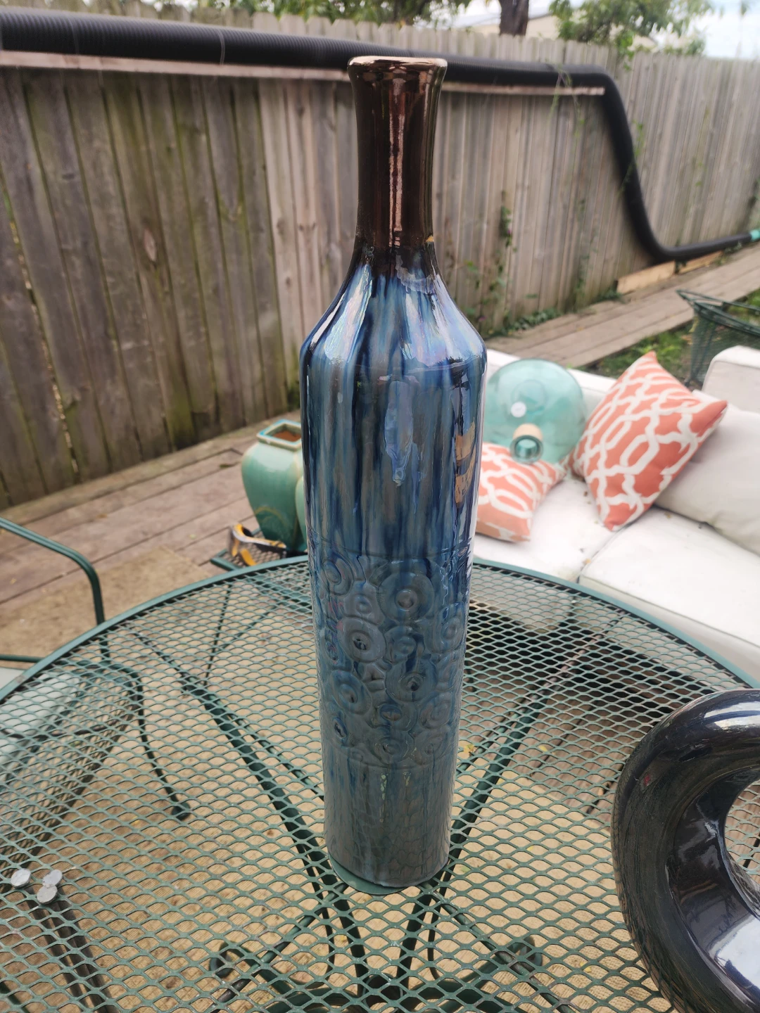 Blue and Copper Tall Decorative Vase - photo 3