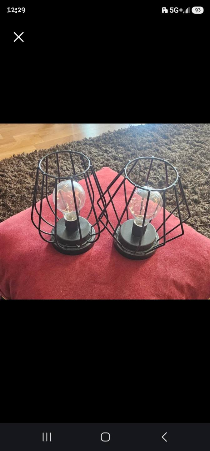 Free Set of 2 Black Metal Wire Table Lamps