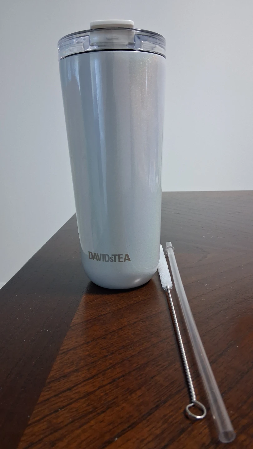 DAVIDsTEA Iridescent Silver Travel Tumbler