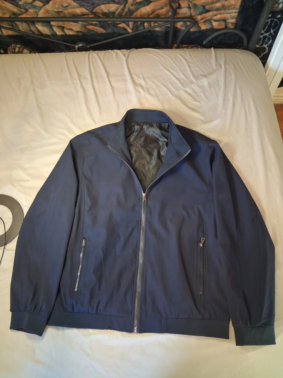 Navy Blue Bomber Jacket Size XXL For Sale