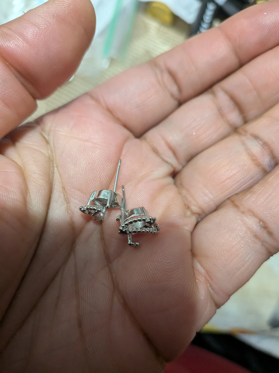 Silver Crown Stud Earrings