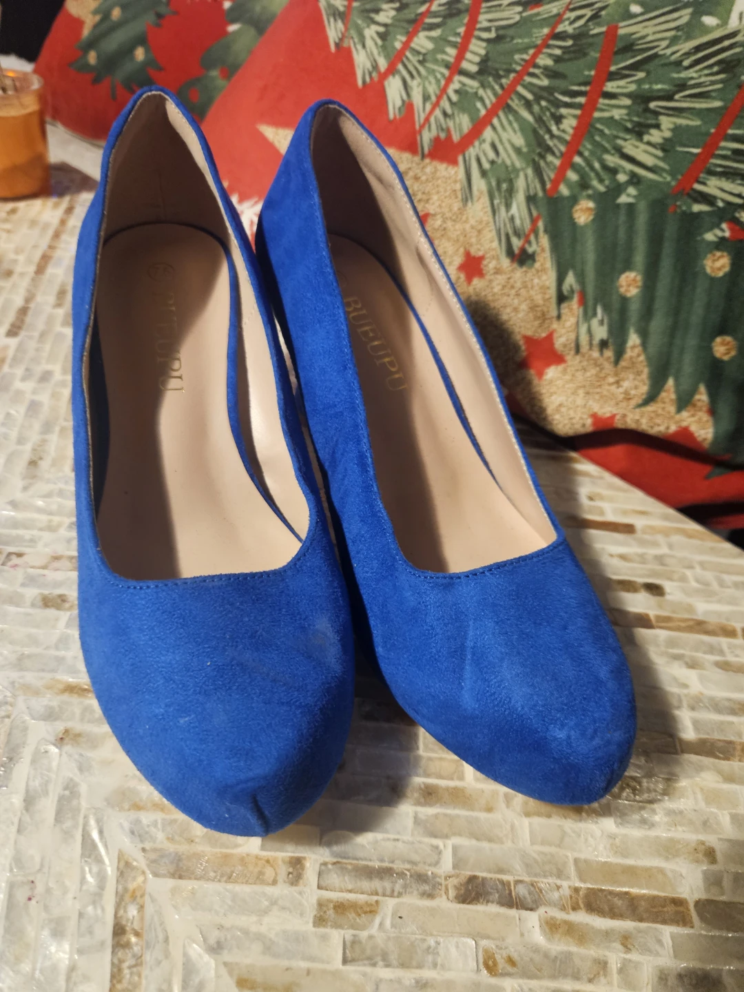 BUEUPU Blue Suede Pumps