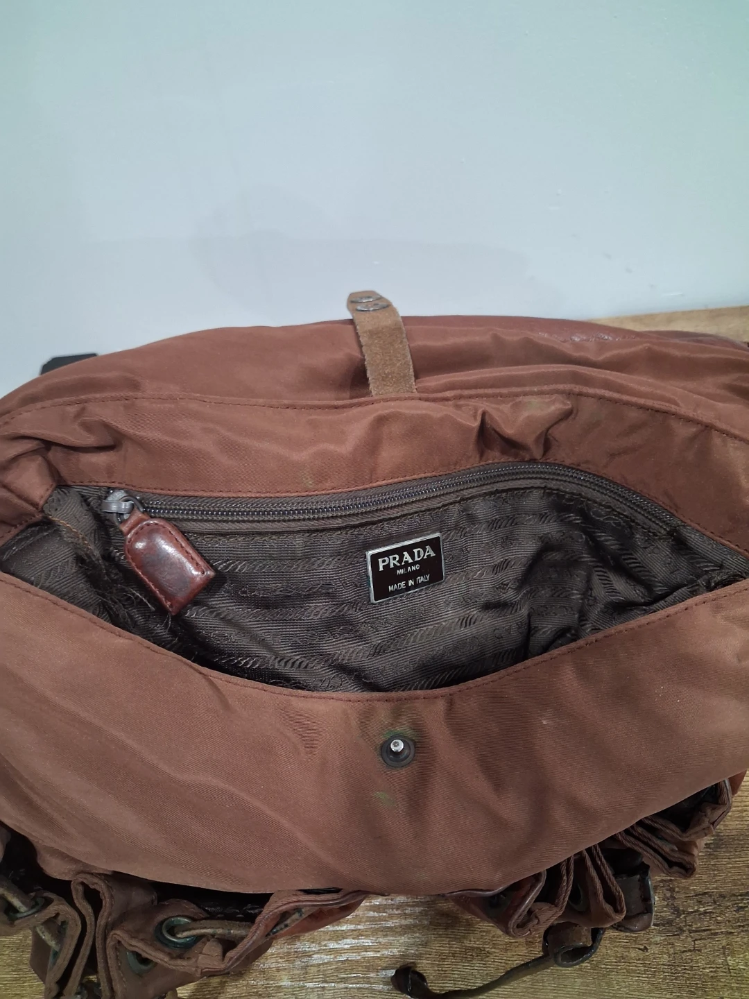 Prada Brown Leather and Nylon Messenger Bag - photo 2