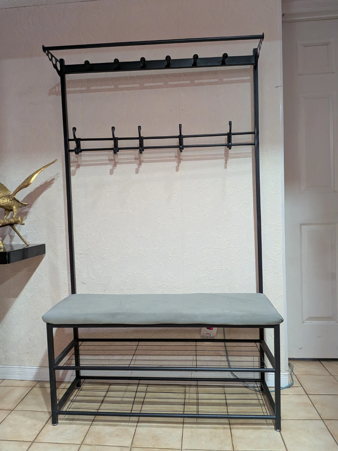 3 in 1 Entryway Bench with Coat Rack & Shoe Storage - photo 3