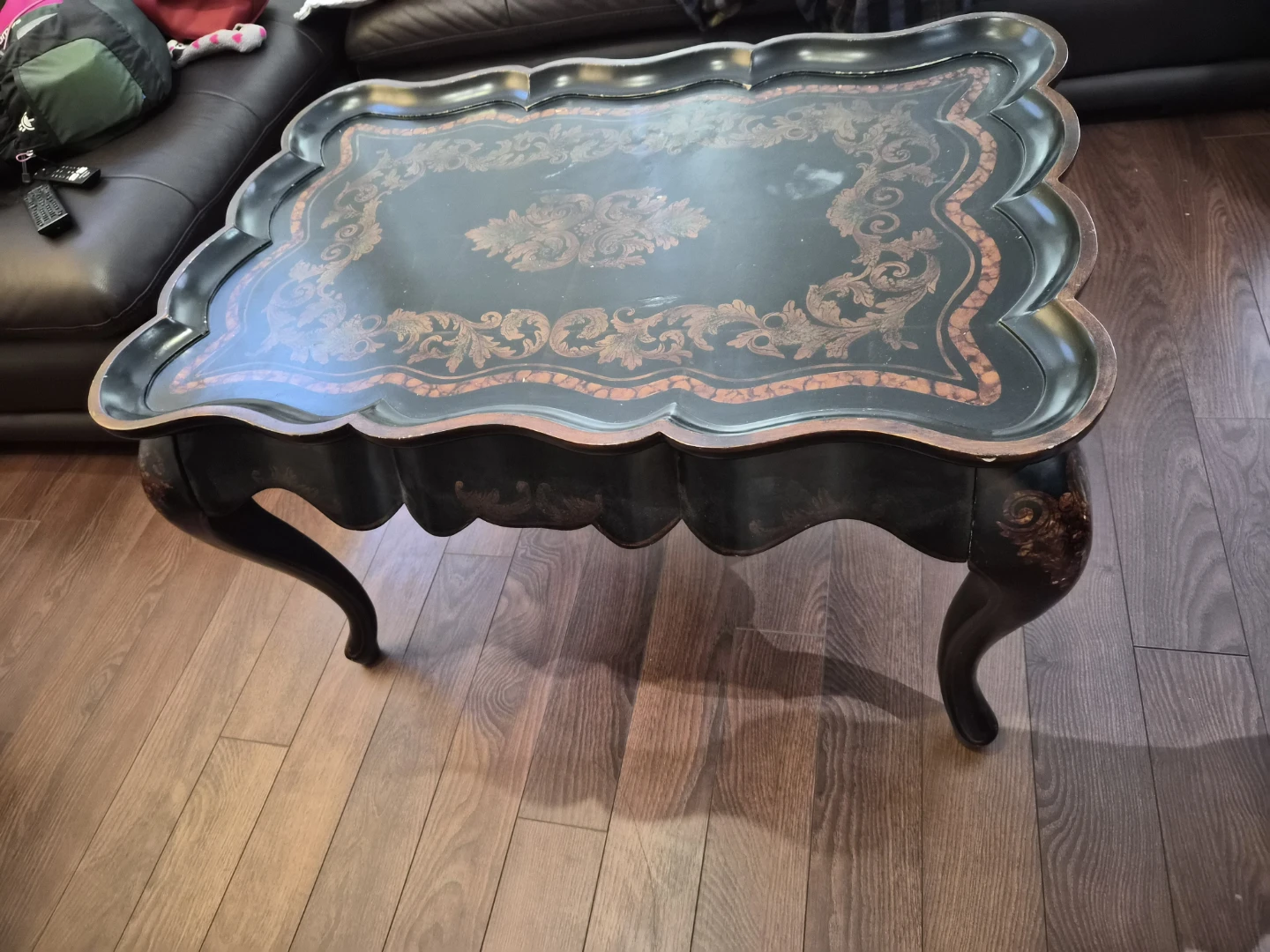 Ornate Black and Gold Coffee Table