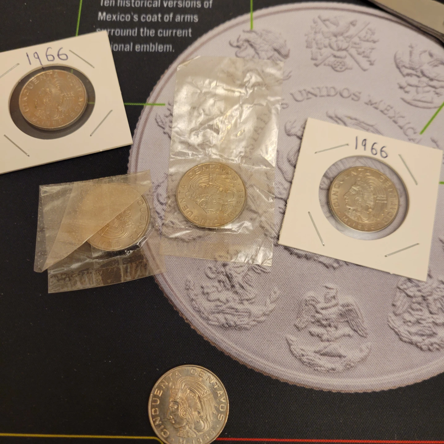 Set of Four 1966 Mexican 50 Centavos Coins