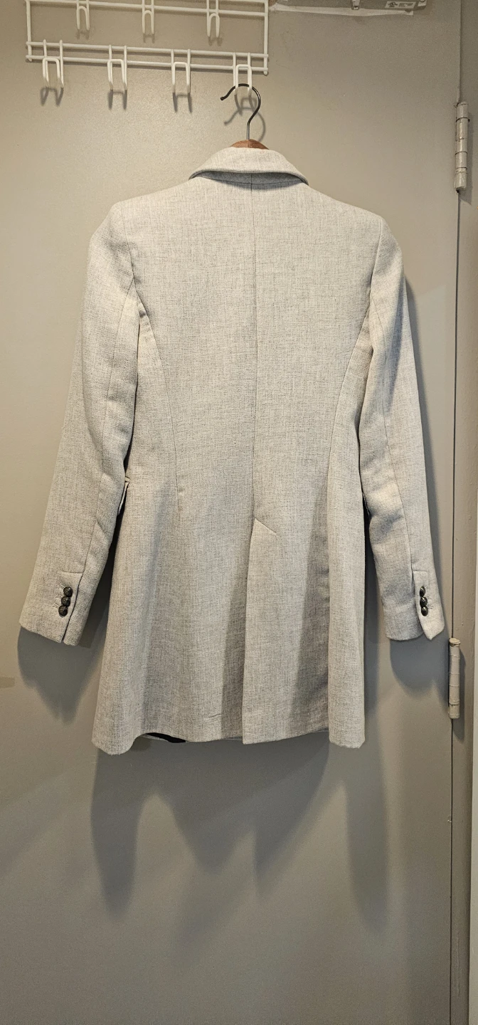 ZARA Basic Double-Breasted Blazer - Light Grey, Size S - photo 4
