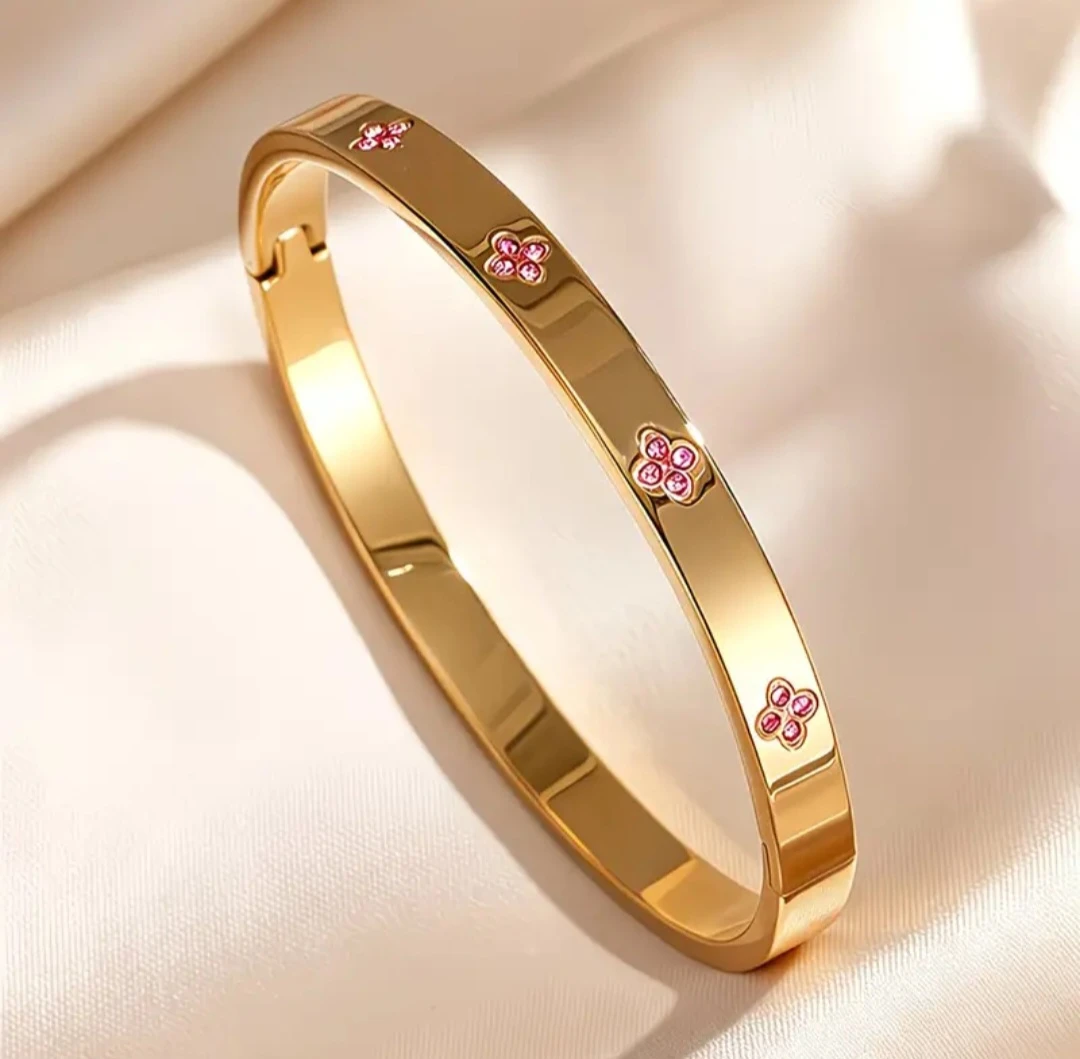 ✨️Stunning GP Pink Rhinestone and Enamel Bangle Set - photo 4