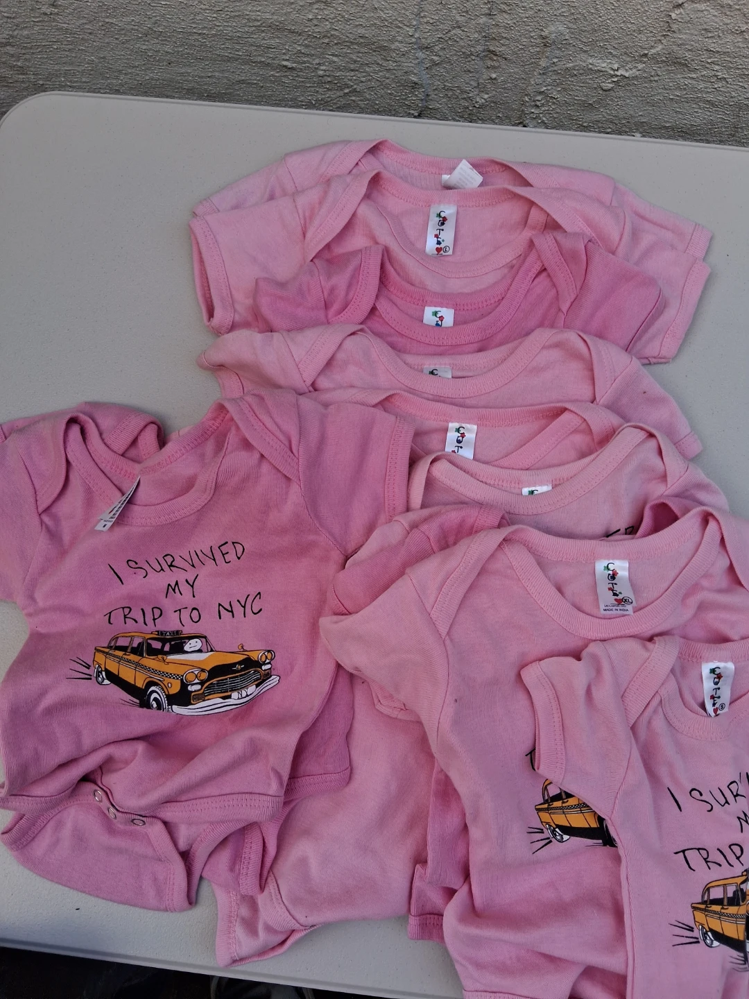 Lot of 6 Pink Cute Baby Onesies