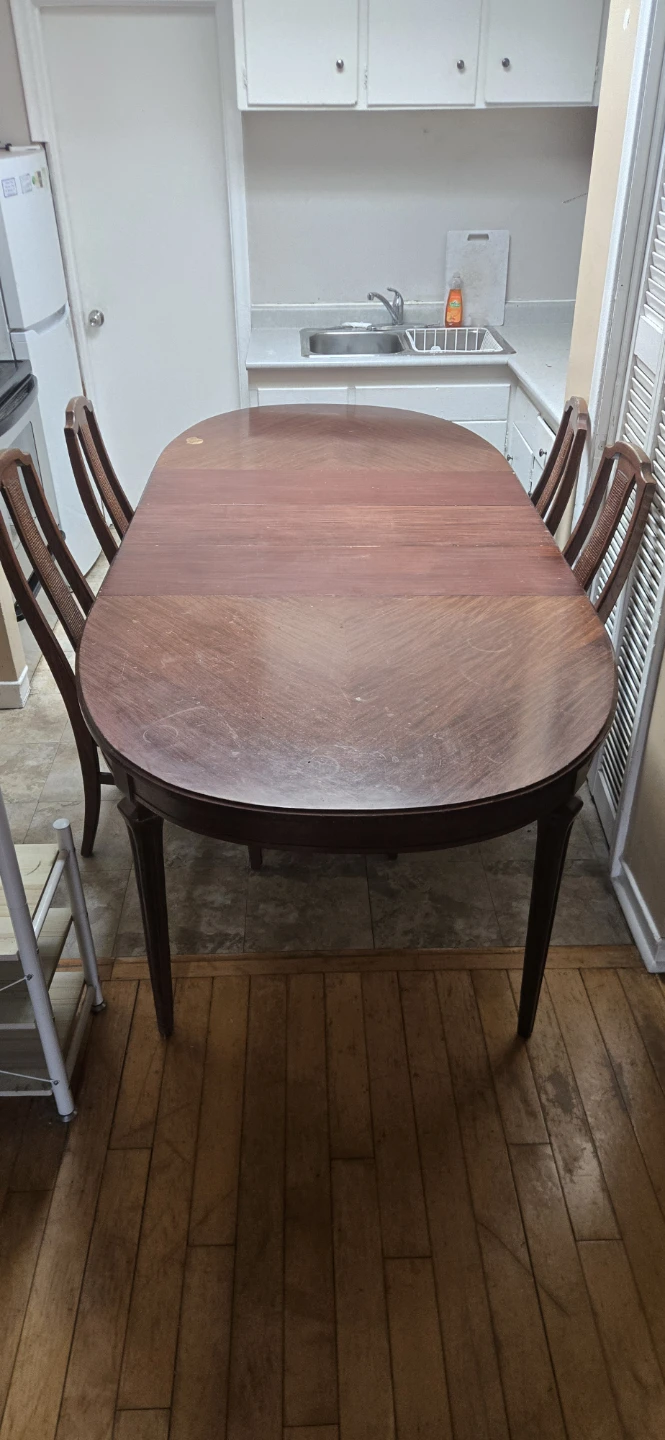 Vintage Solid Wood Dining Table With 3 Partitions And 4 Chairs - photo 3