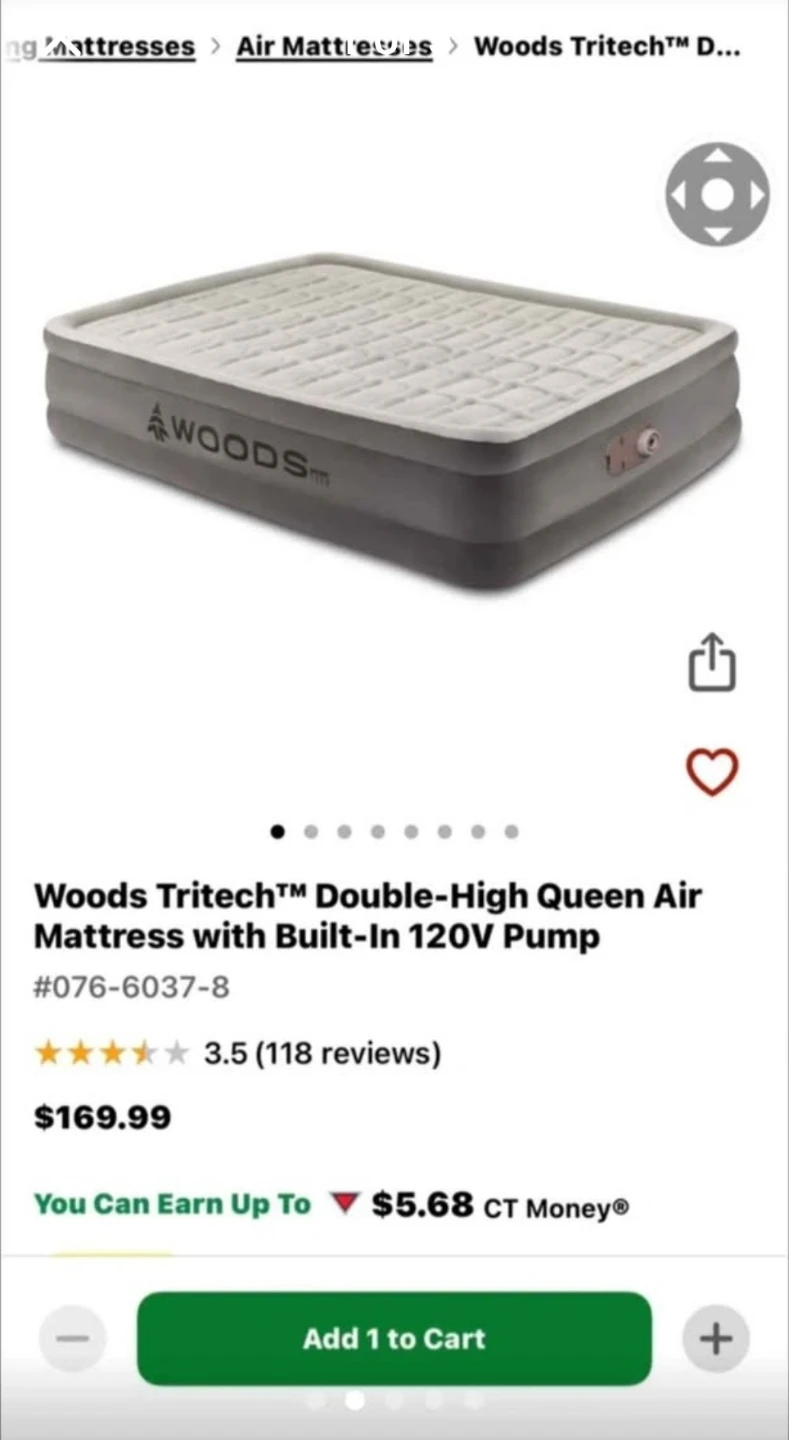 Woods Tritech Double-High Queen Air Mattress