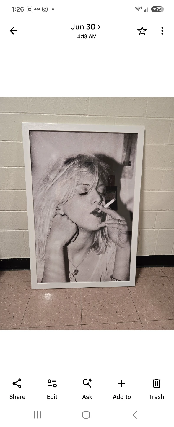Framed Courtney Love Smoking Grunge Art Print