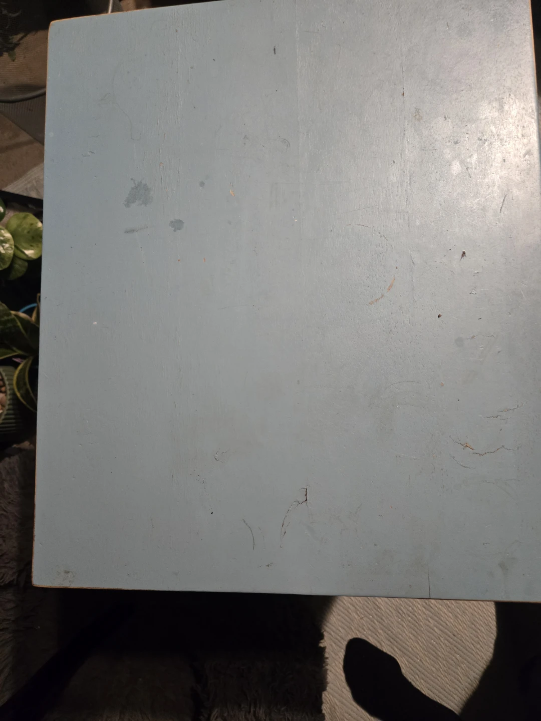 Blue Carved Wood Side Table - photo 4