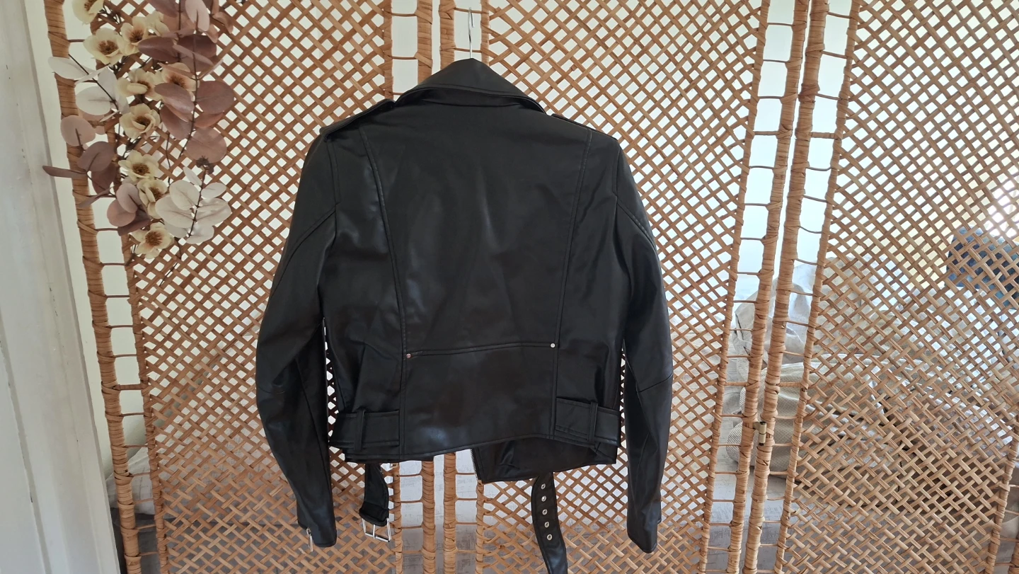 Zara Black Faux Leather Biker Jacket size S - photo 2