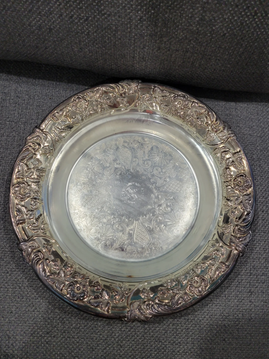 Silver platter with glass insert - photo 2