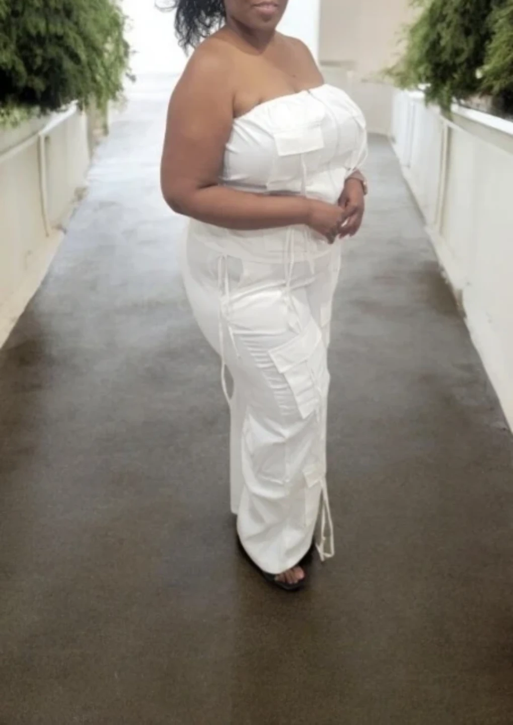 White Tube Top and Cargo Pants Set - photo 2