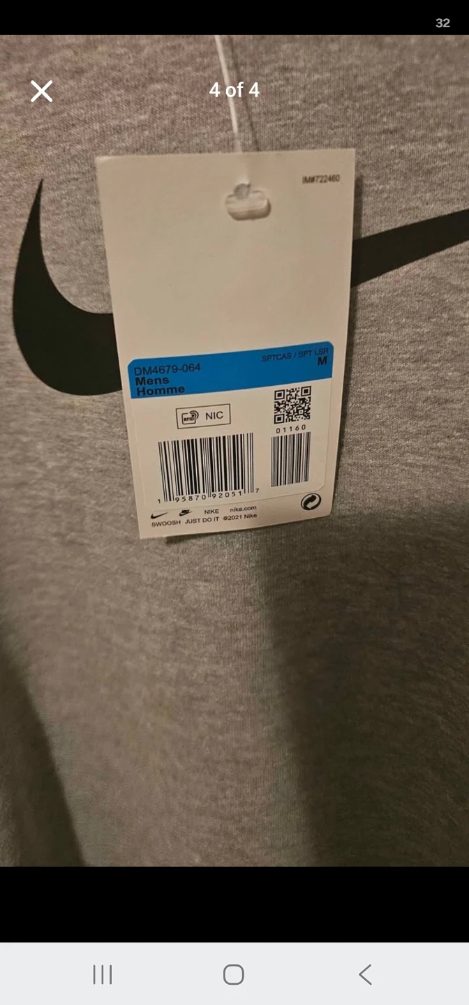 Nike Mens Grey Crewneck Sweatshirt - Size M - photo 4
