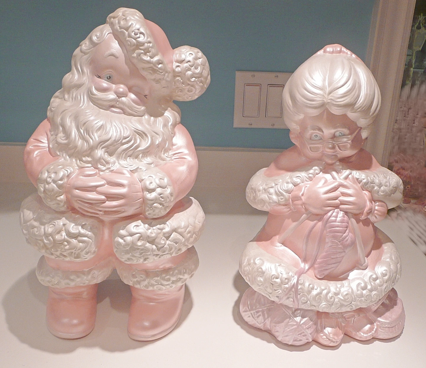 Vintage Ceramic Santa and Mrs. Claus Figurines
