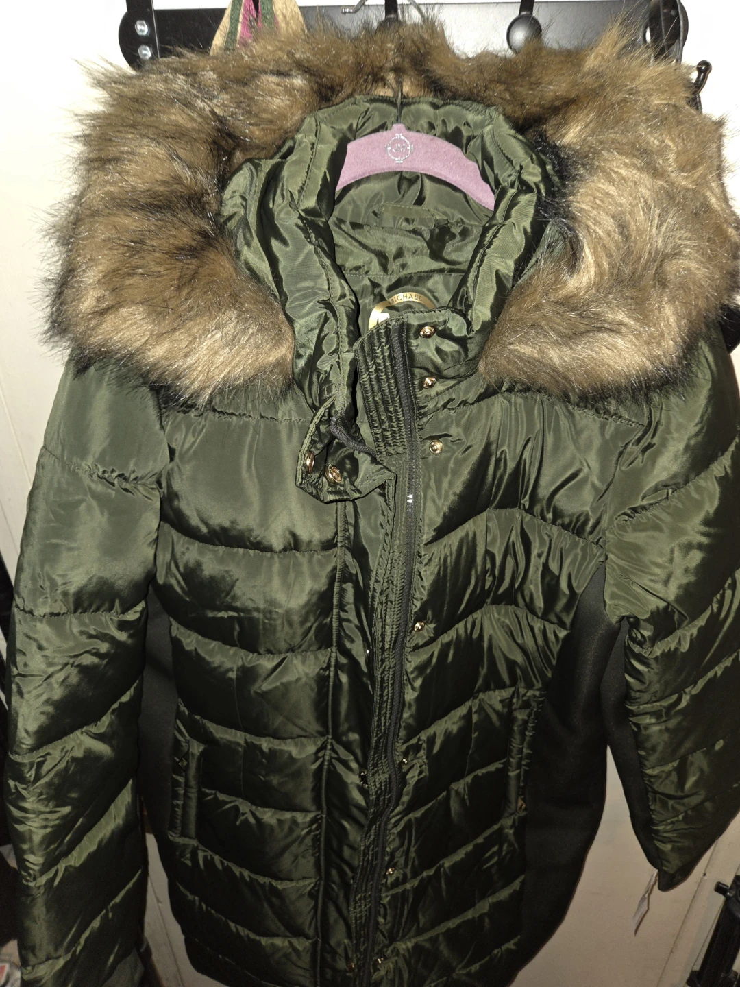 MICHAEL By Michael Kors Faux-Fur-Trim Puffer Coat in a Ladies L - photo 4