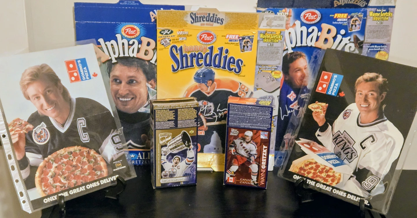 Vintage Wayne Gretzky 1990's Promo Lot, KD, Cereal, Dominos