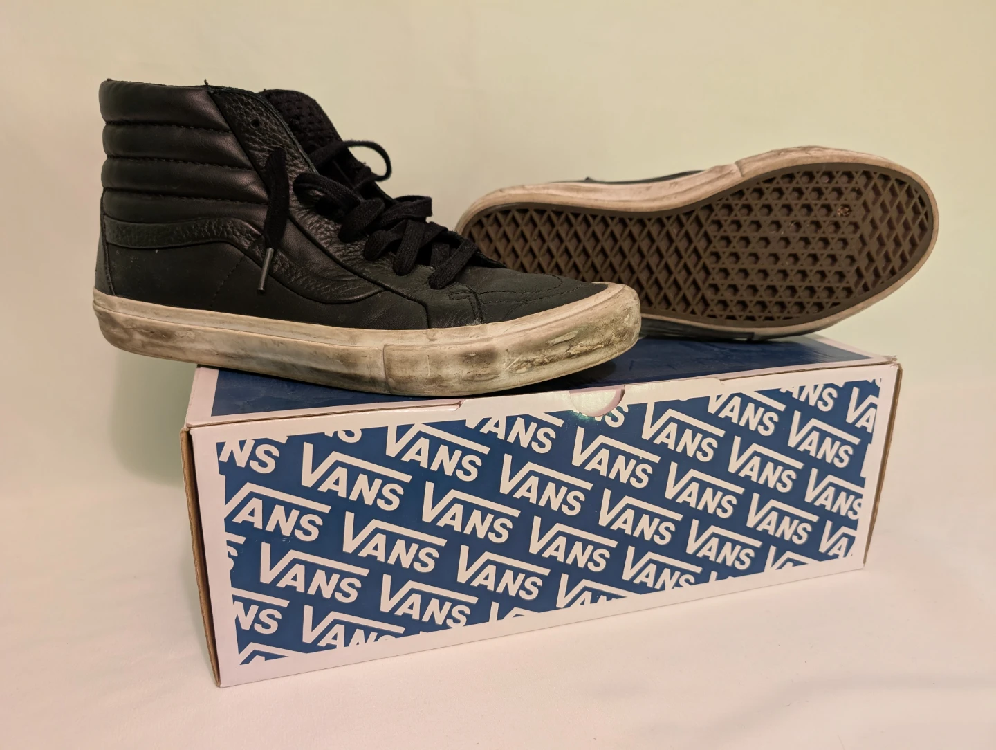 Black Leather Vans Sk8-Hi High Top Sneakers - photo 2