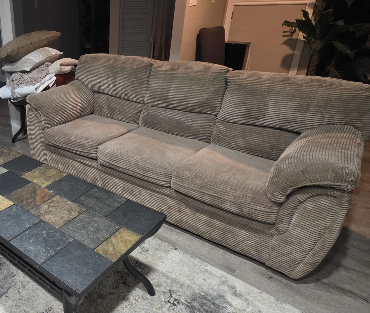 Chenille couch  and  coffee table