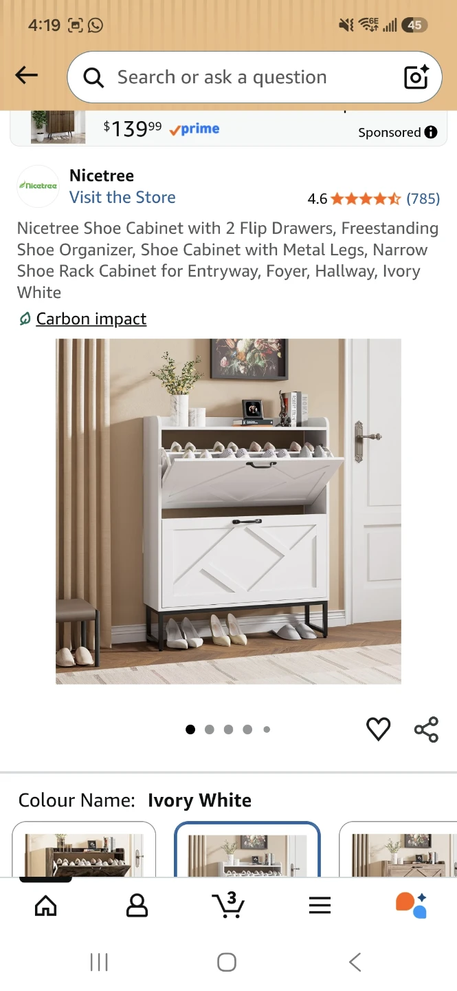 Nicetree Shoe Cabinet with 2 Flip Drawers - Ivory White - photo 4