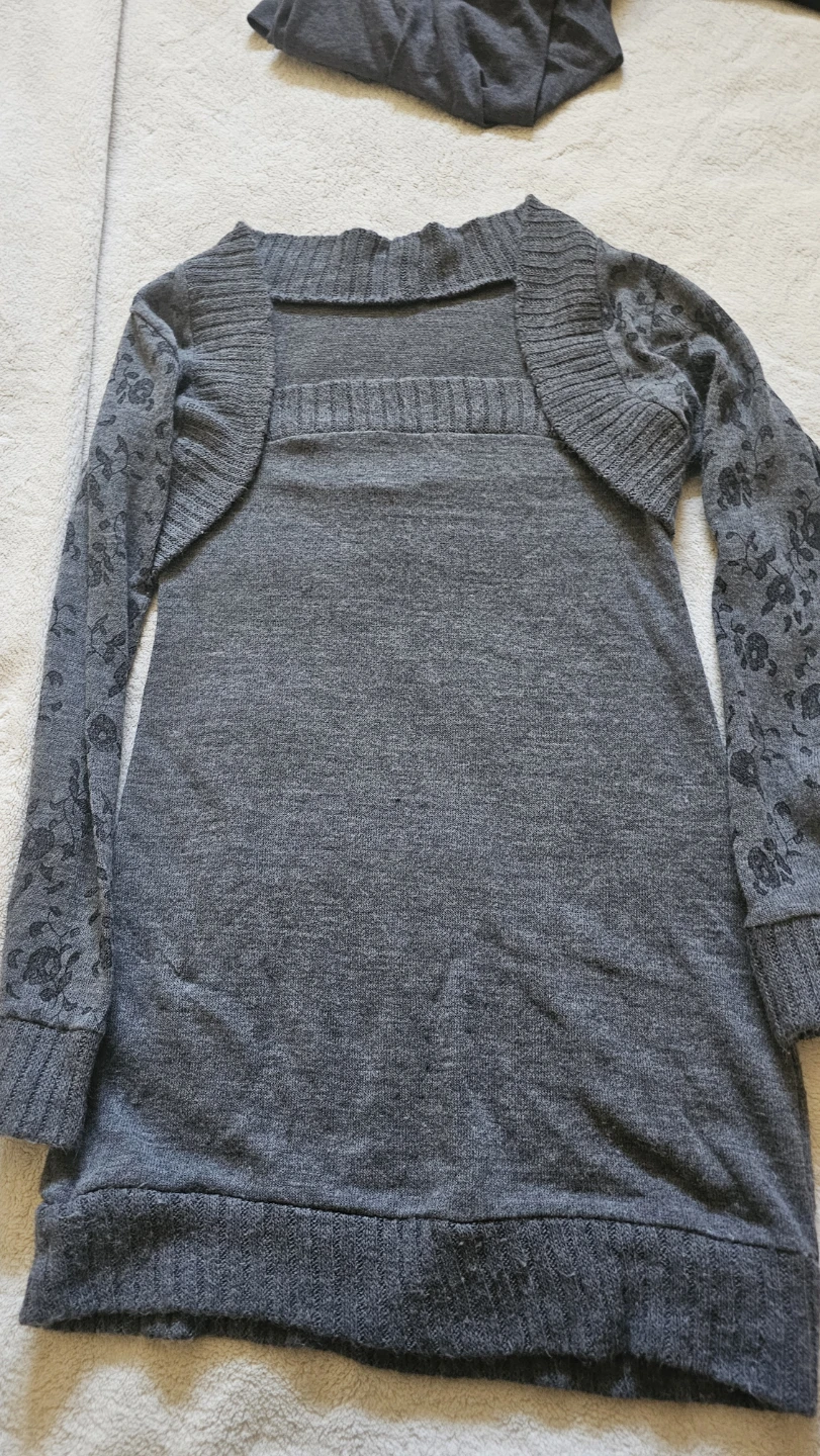 Grey Knit Two-Piece Sweater Set