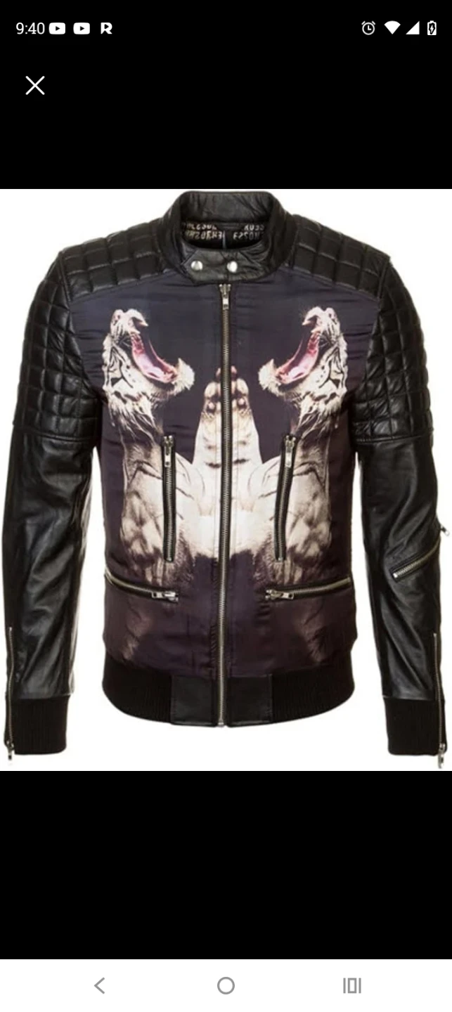 Sons of Heroes KTZ Tiger Print Leather Sleeve Bomber Jacket