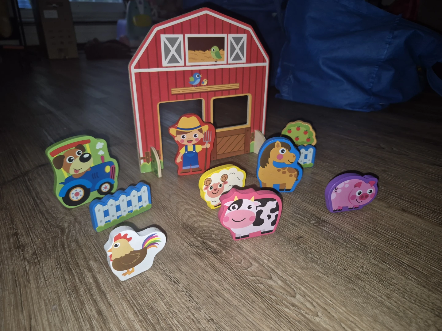 Wooden Farm Playset with Animal Figures