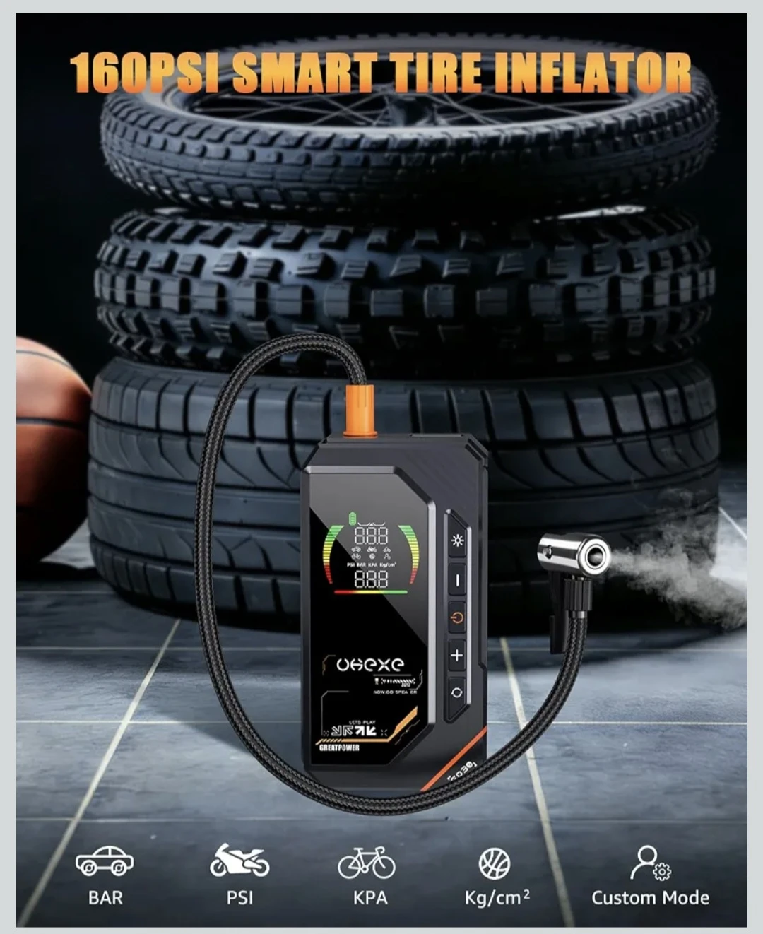 Uhexe FD30 Portable Power Bank and Tire Inflator - photo 3