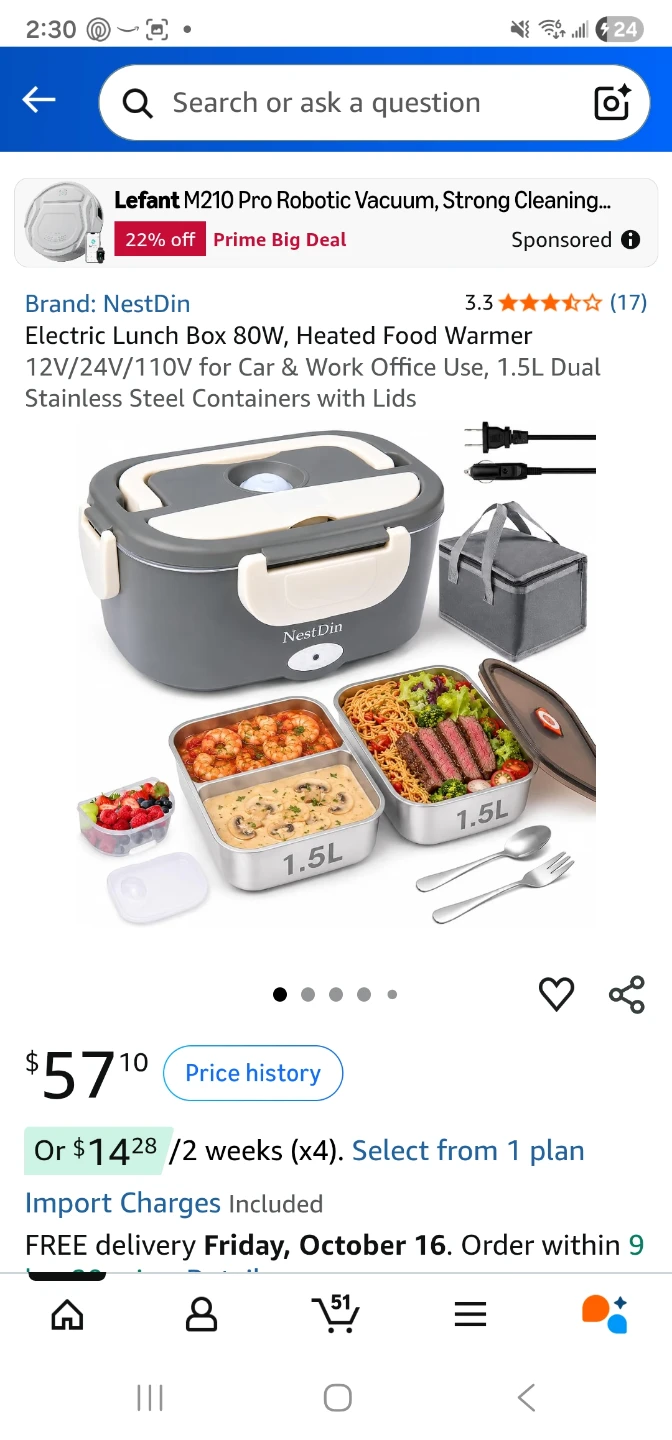 NestDin Electric Heated Lunch Box 1.5L - photo 2