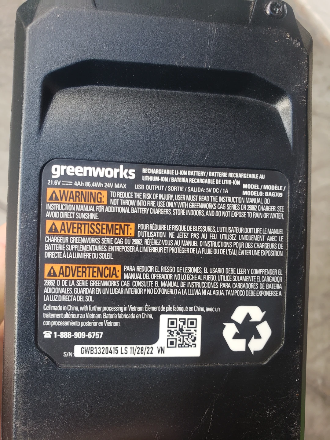 Greenworks 24V MAX 4.0Ah Lithium Battery - photo 2