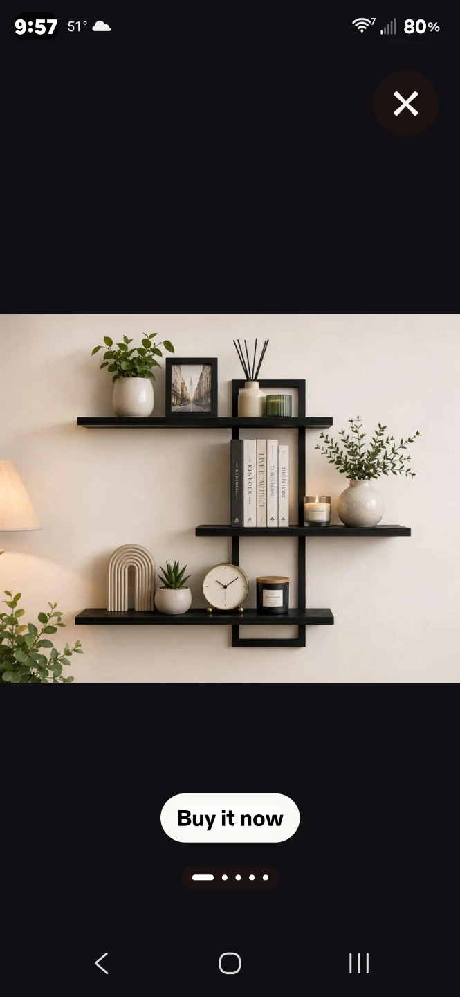 Modern Black Floating Wall Shelf