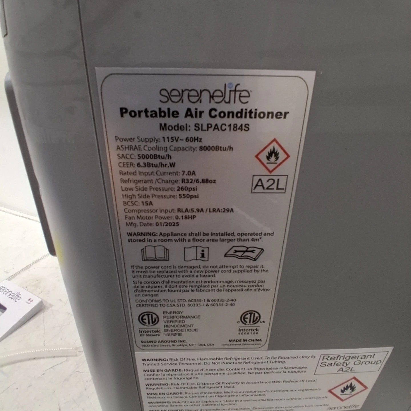 SereneLife 8000 BTU Portable Air Conditioner + Dehumidifier - photo 5