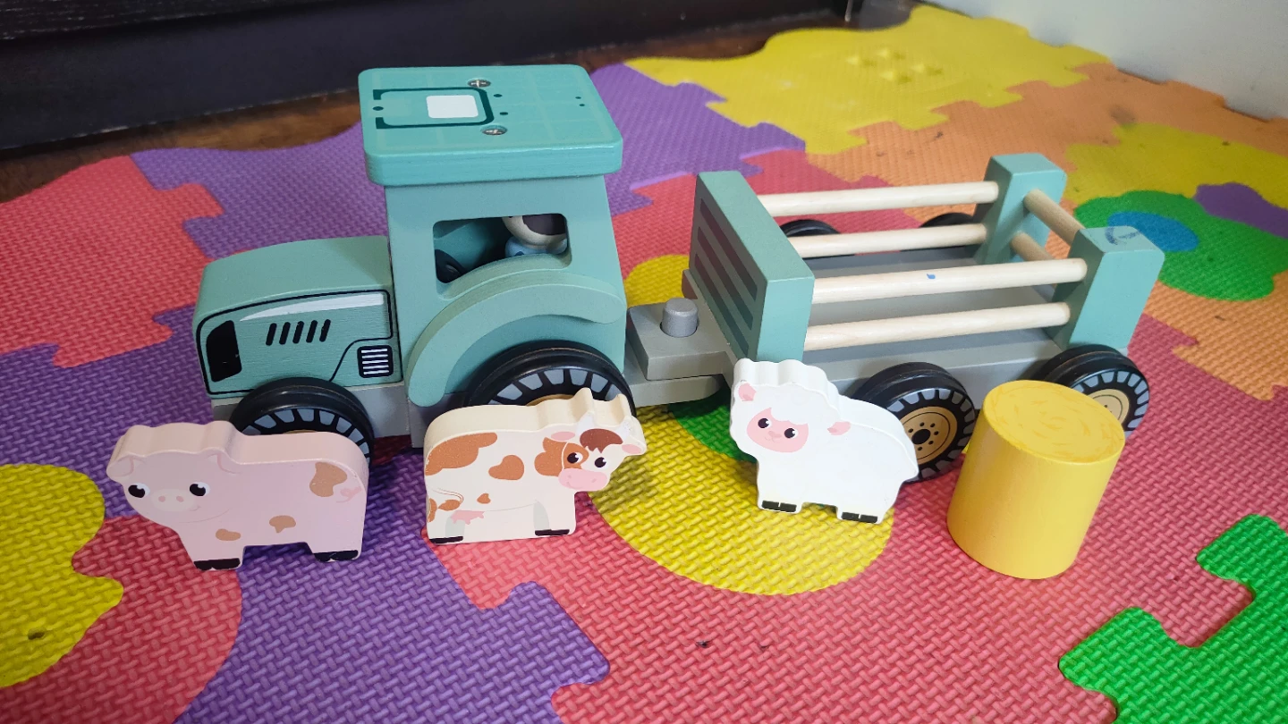 Wooden Toy Tractor and Farm Animal Set - photo 3