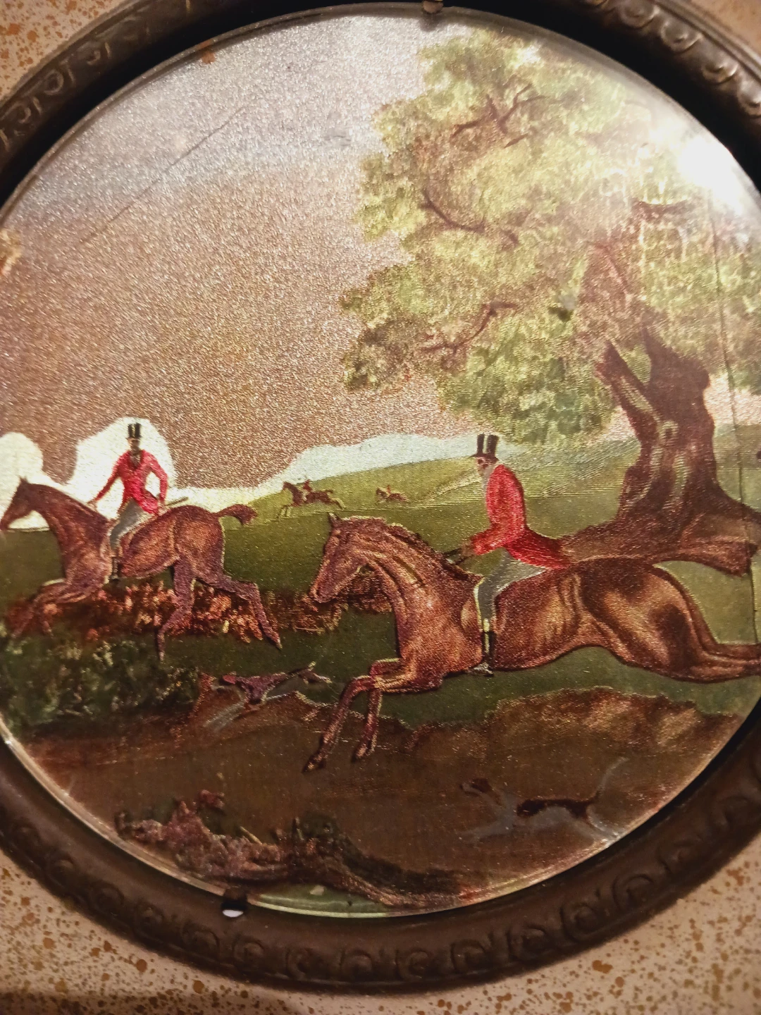 Antique Collectible Handpainted English Horses Wall Plaque 8" - photo 3