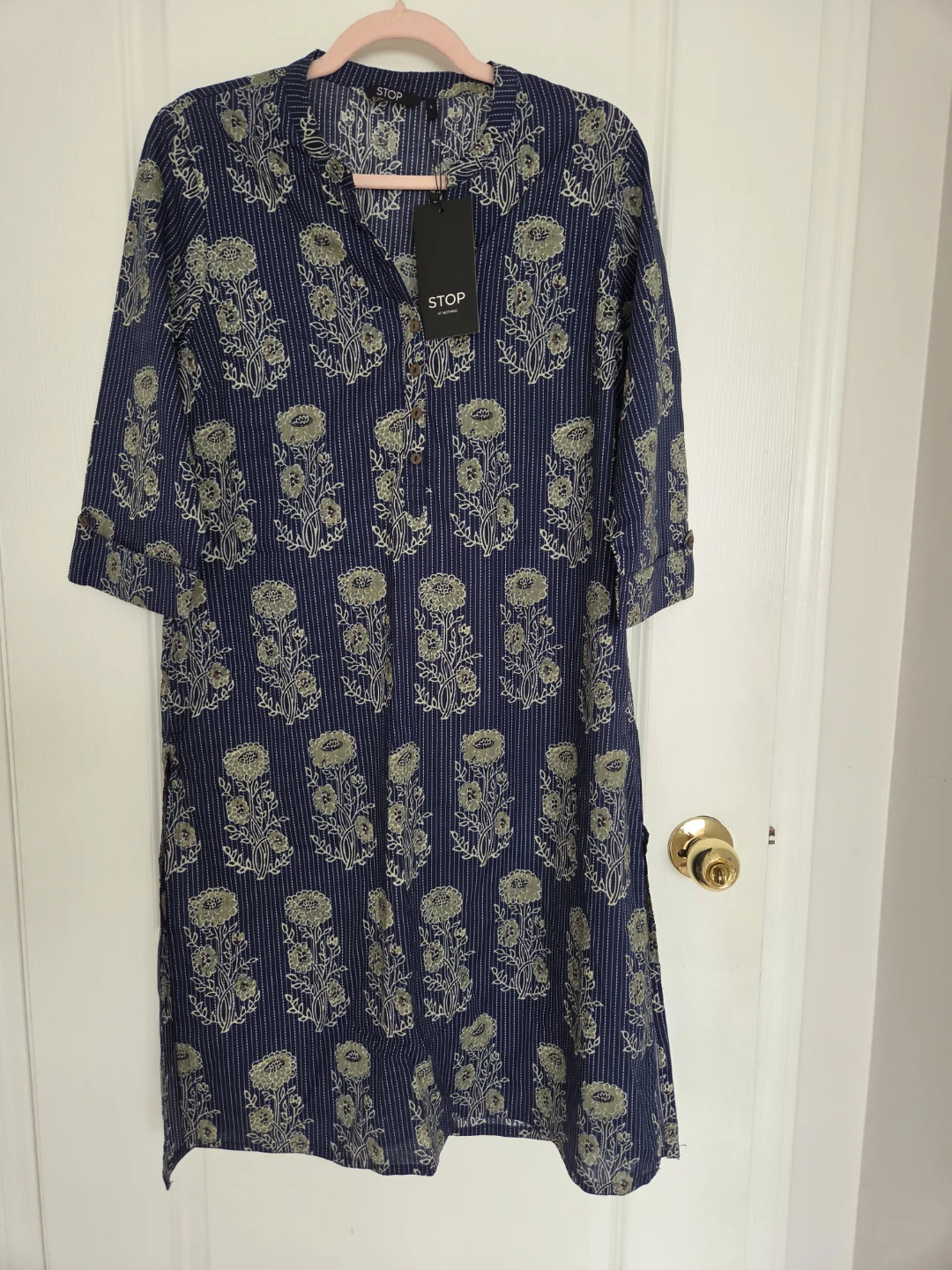 STOP Indigo Floral Cotton Kurta