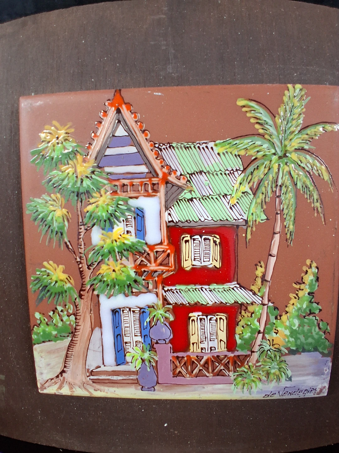 de Vendegies Hand-Painted Tropical House Tile Art - photo 2