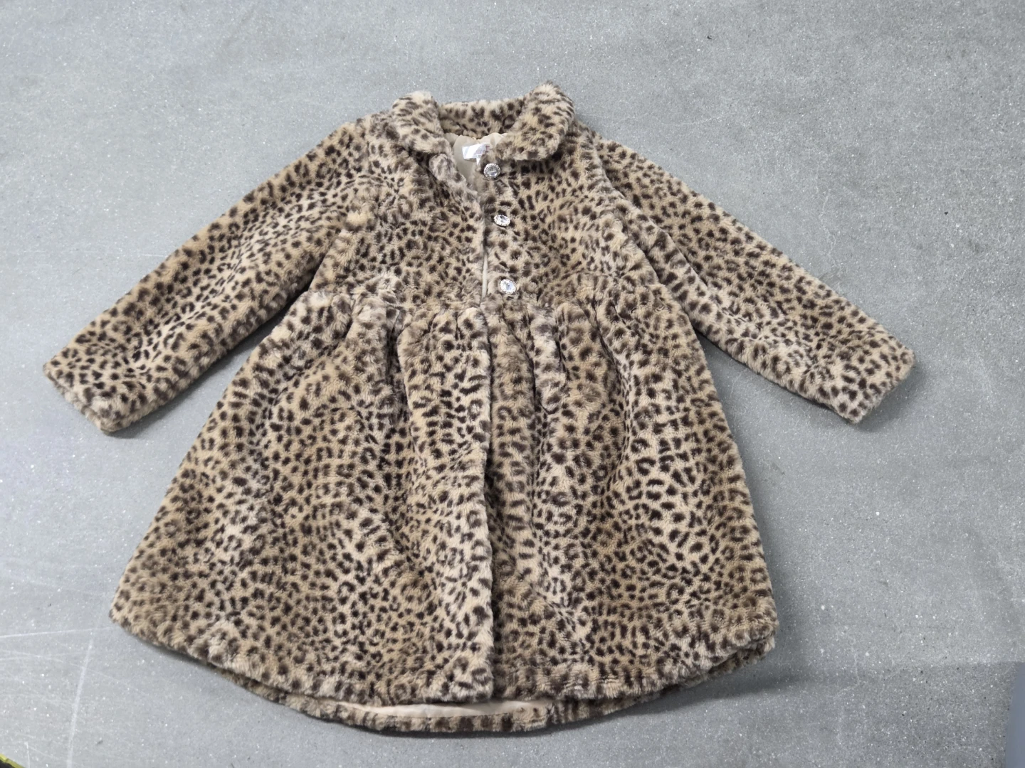 Girls Faux Fur Leopard Print Coat