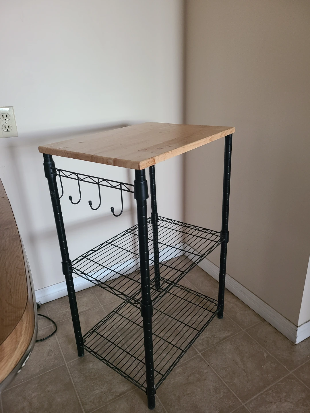 Kitchen Utility Rack with Wood Top