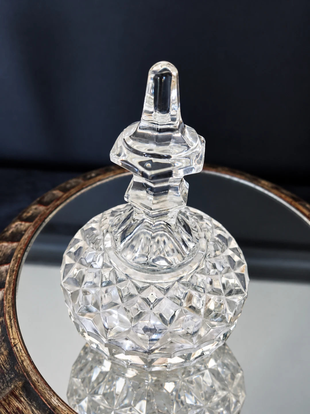 Vintage 30s Cut Crystal Pedestal Candy Dish with Lid - photo 3