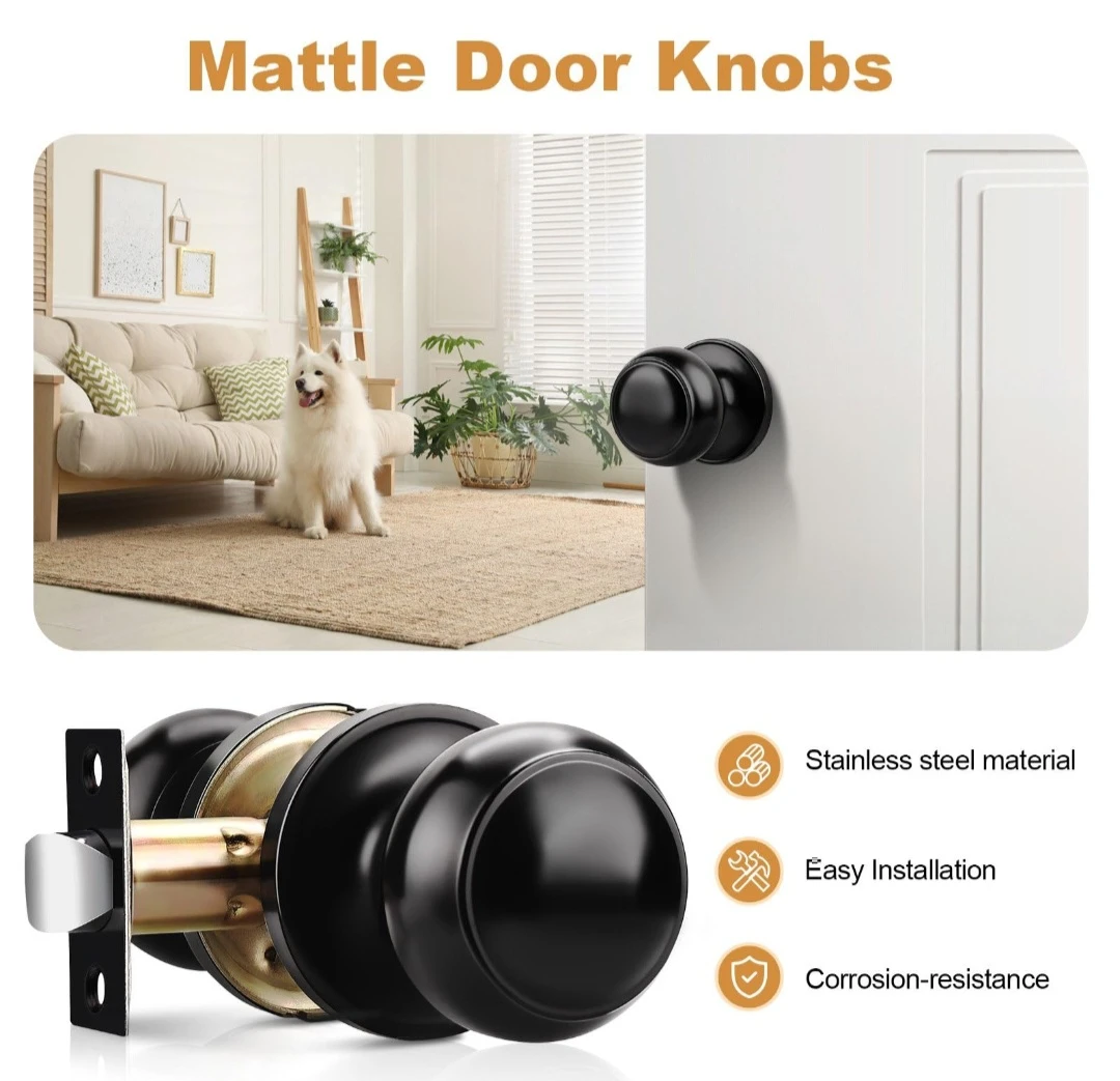 Matte Black Door Knob Set- Set of 3 - photo 2
