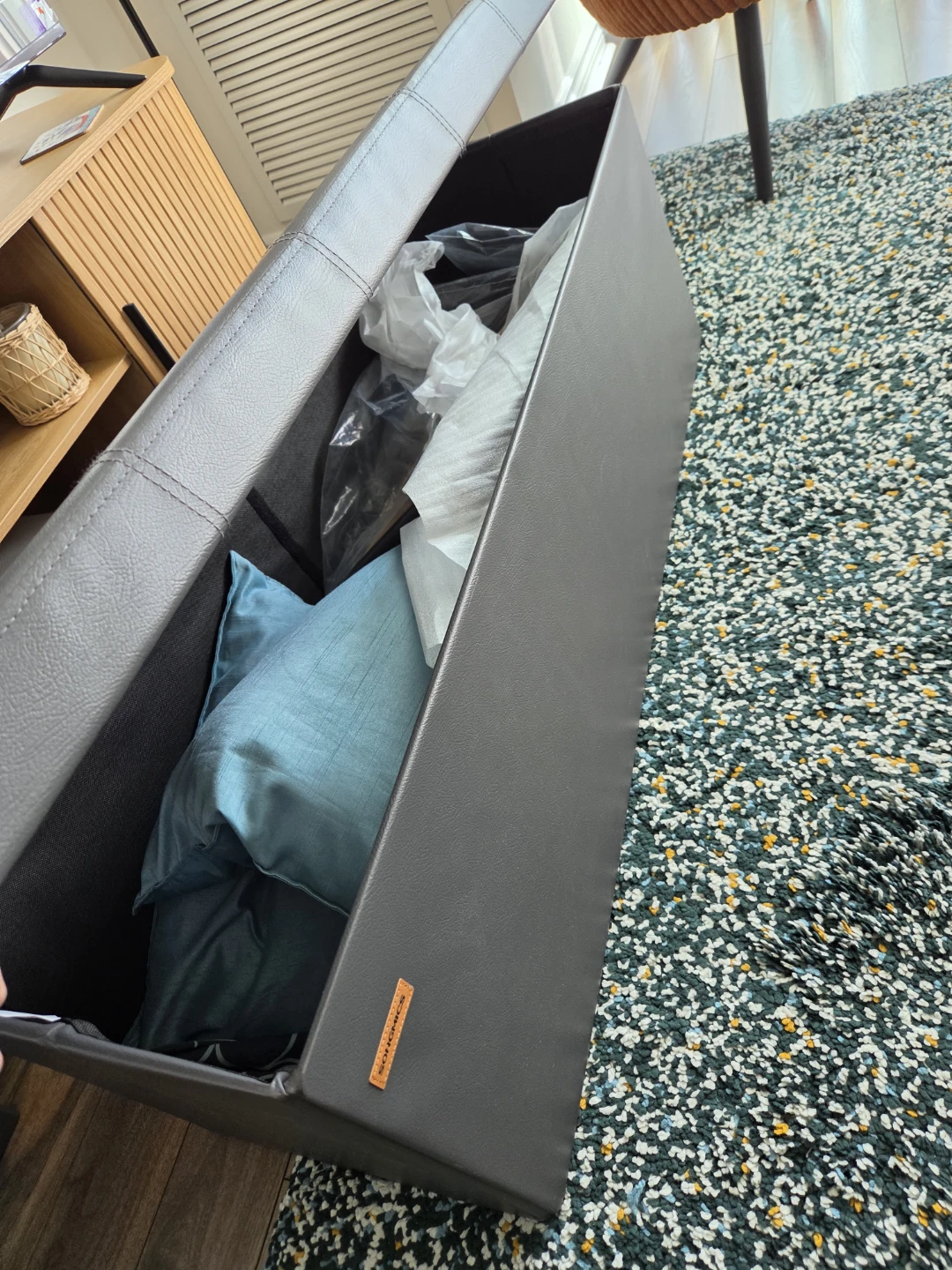 SONGMICS Grey Storage Ottoman Bench - photo 4